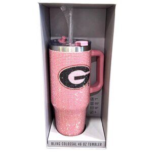 Georgia Bulldogs Pink Bling Tumbler 46 Oz Insulated Rhinestone Tailgate Party